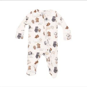 Angel Dear White Bear Print Footie